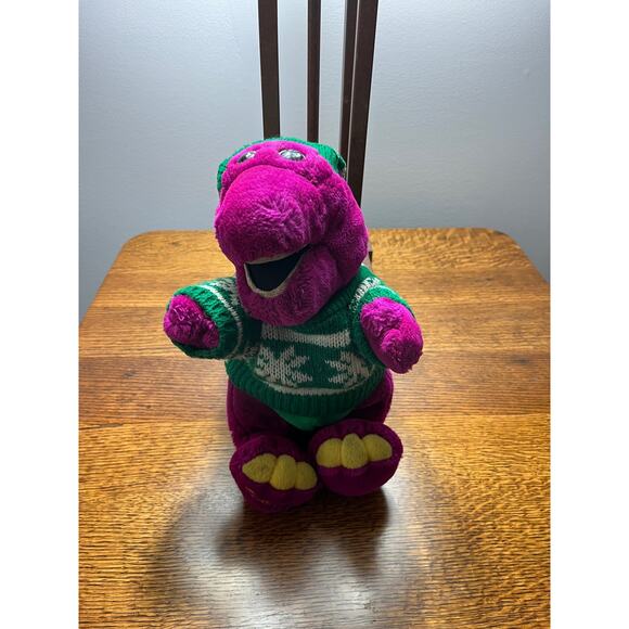 Vintage Christmas Dakin Barney the Dinosaur, Vintage 1992 Barney Plush, 13" tall - Picture 4 of 12